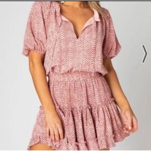 Buddy Love Ray Red Midi Dress XS Ruffle Flowy Cinched Waist Concert Festival Fun